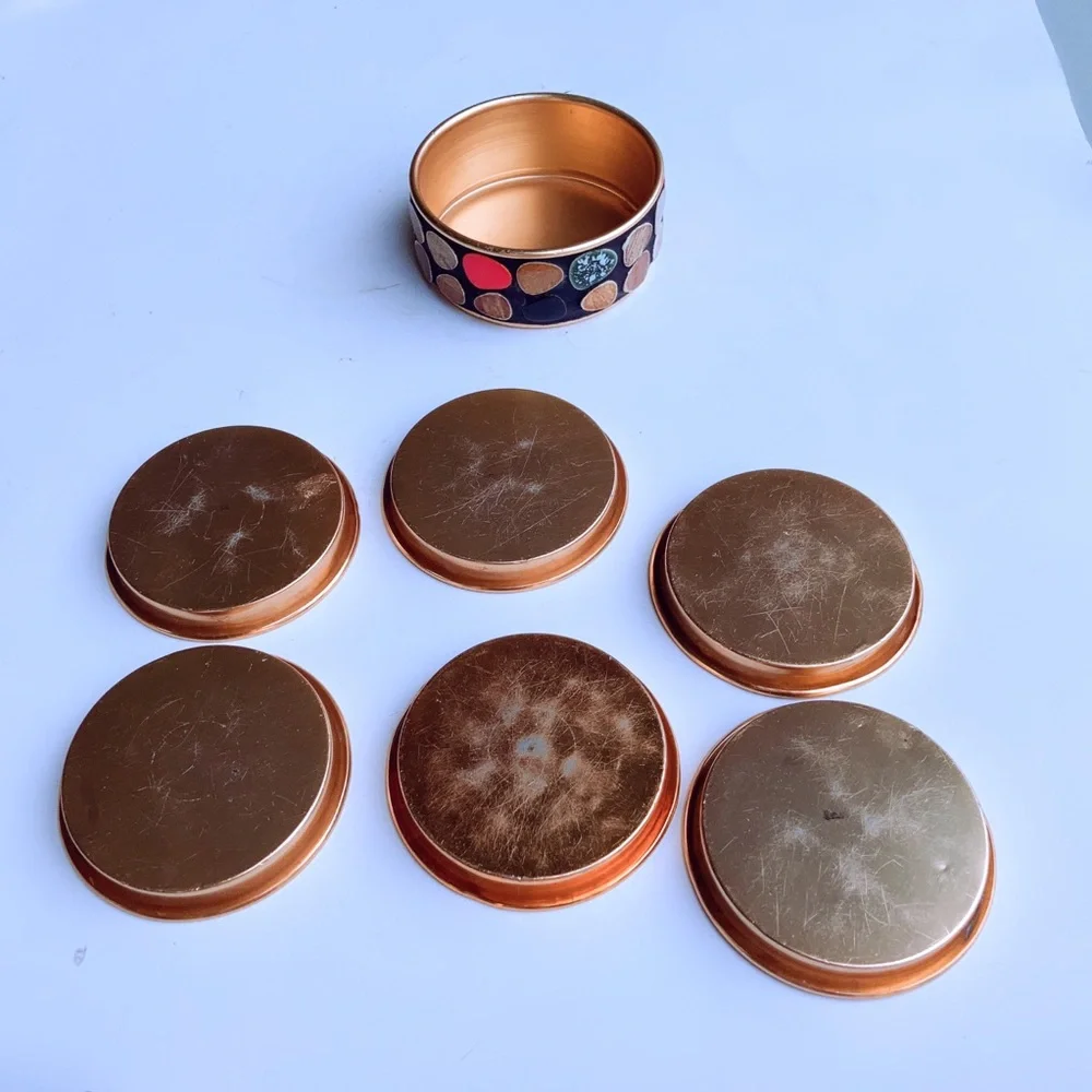MCM Mosaic Copper Coasters Set Of 6 - Picture 3 of 6